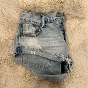 One Teaspoon Bandit Light Blue Distressed Jean Shorts